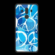 Coque  Huawei MATE 10 PRO PREMIUM Peace and love Bleu