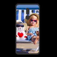 Coque  Huawei MATE 10 PRO PREMIUM Petite fille avec bonhomme de neige a la plage