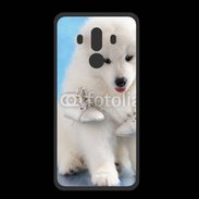 Coque  Huawei MATE 10 PRO PREMIUM Chien blanc et paire de chaussons