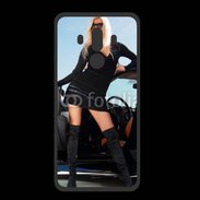Coque  Huawei MATE 10 PRO PREMIUM Femme blonde sexy voiture noire