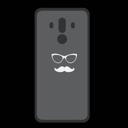 Coque  Huawei MATE 10 PRO PREMIUM moustache gris & blanc