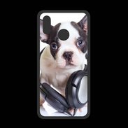 Coque  Huawei P20 Lite PREMIUM Bulldog français avec casque de musique