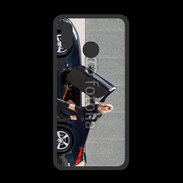 Coque  Huawei P20 Lite PREMIUM Femme blonde sexy voiture noire 3