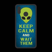 Coque  Huawei P20 Lite PREMIUM Keep Calm and Wait Alien Bleu