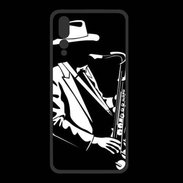 Coque  Huawei P20 Pro PREMIUM Saxophoniste en noir et blanc 2