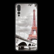 Coque  Huawei P20 Pro PREMIUM Tour Eiffel rouge sur fond en noir et blanc