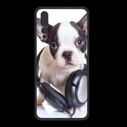 Coque  Huawei P20 Pro PREMIUM Bulldog français avec casque de musique
