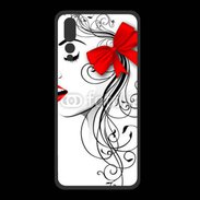 Coque  Huawei P20 Pro PREMIUM Visage glamour noir et rouge