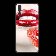 Coque  Huawei P20 Pro PREMIUM Bouche sexy rouge à lèvre gloss rouge fraise