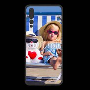 Coque  Huawei P20 Pro PREMIUM Petite fille avec bonhomme de neige a la plage