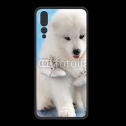 Coque  Huawei P20 Pro PREMIUM Chien blanc et paire de chaussons