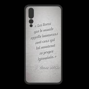 Coque  Huawei P20 Pro PREMIUM Les livres Gris Citation Oscar Wilde