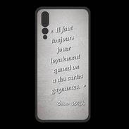 Coque  Huawei P20 Pro PREMIUM Cartes gagnantes Gris Citation Oscar Wilde