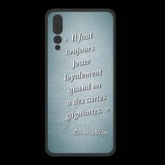 Coque  Huawei P20 Pro PREMIUM Cartes gagnantes Turquoise Citation Oscar Wilde