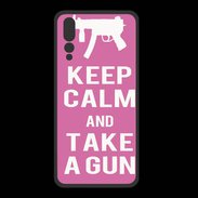 Coque  Huawei P20 Pro PREMIUM Keep Calm Take a gun Rose