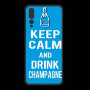 Coque  Huawei P20 Pro PREMIUM Keep Calm Drink champagne Cyan