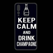 Coque  Huawei P20 Pro PREMIUM Keep Calm Drink champagne Noir