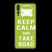 Coque  Huawei P20 Pro PREMIUM Keep Calm Take road Vert pomme