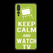 Coque  Huawei P20 Pro PREMIUM Keep Calm Watch TV Vert pomme