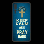 Coque  Huawei P20 Pro PREMIUM Keep Calm and Pray Christian Bleu