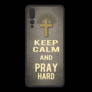 Coque  Huawei P20 Pro PREMIUM Keep Calm and Pray Christian Gris