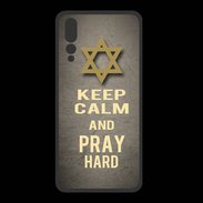 Coque  Huawei P20 Pro PREMIUM Keep Calm and Pray jewish Gris