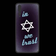 Coque  Huawei P20 Pro PREMIUM In Judaïsme We trust Bleu ZG 