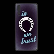 Coque  Huawei P20 Pro PREMIUM In Luck We trust Bleu ZG