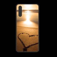 Coque  Huawei P20 PREMIUM Coeur sur la plage avec couché de soleil