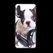 Coque  Huawei P20 PREMIUM Bulldog français avec casque de musique