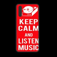 Coque  Huawei P20 PREMIUM Keep Calm Listen music Rouge